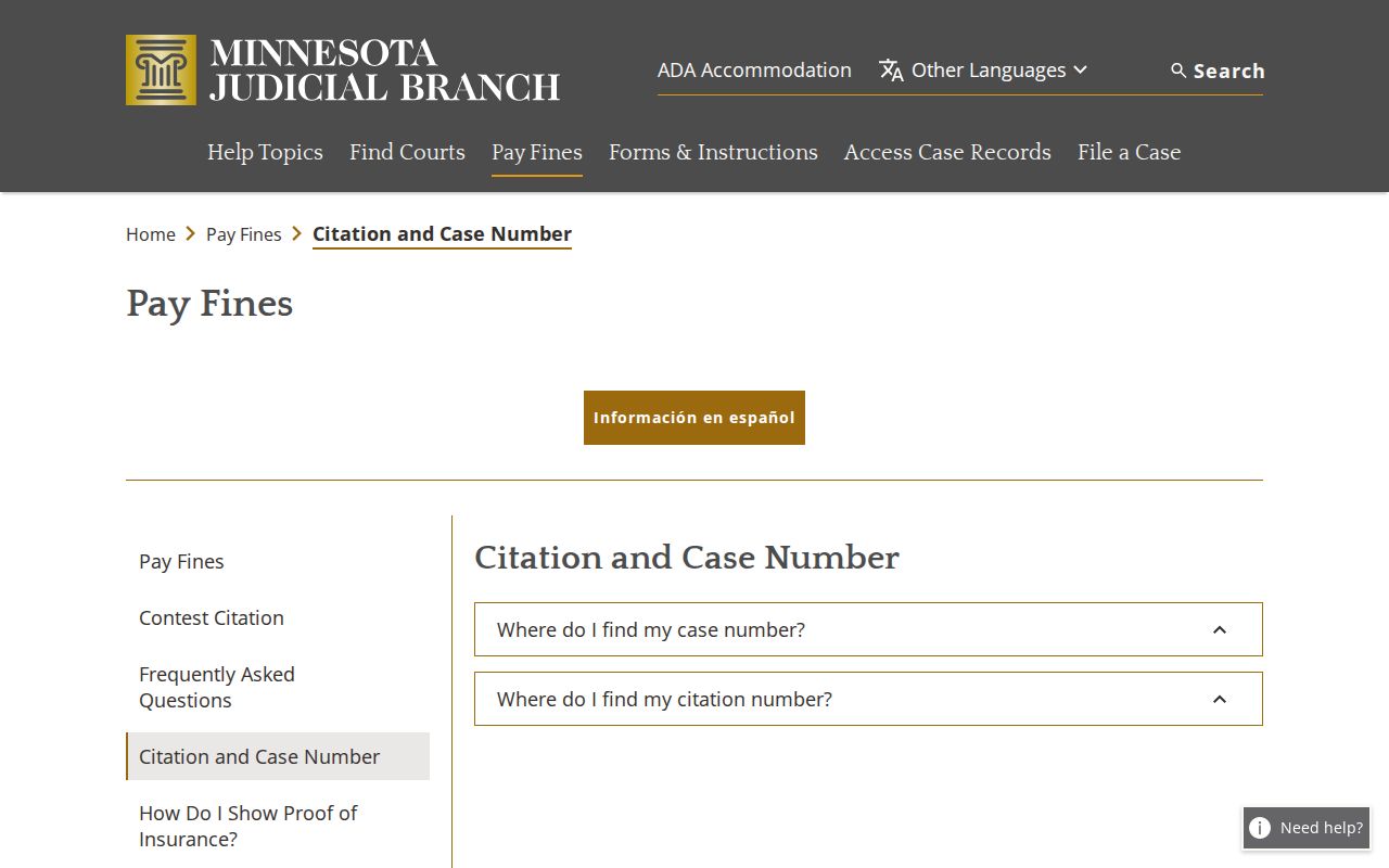 Minnesota citation and case number guide used for Watonwan County warrant search identifiers