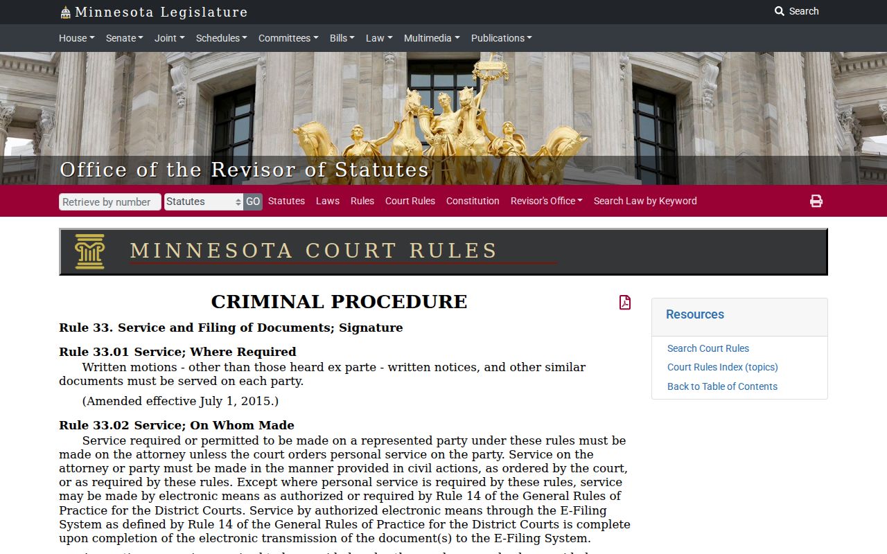 Minnesota Rule 33 page describing sealed arrest and search warrant records relevant to Watonwan County arrest warrants