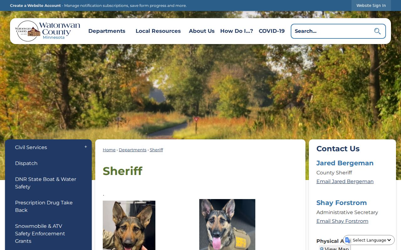 Watonwan County Sheriff page describing court services and warrant service for Watonwan County warrant records
